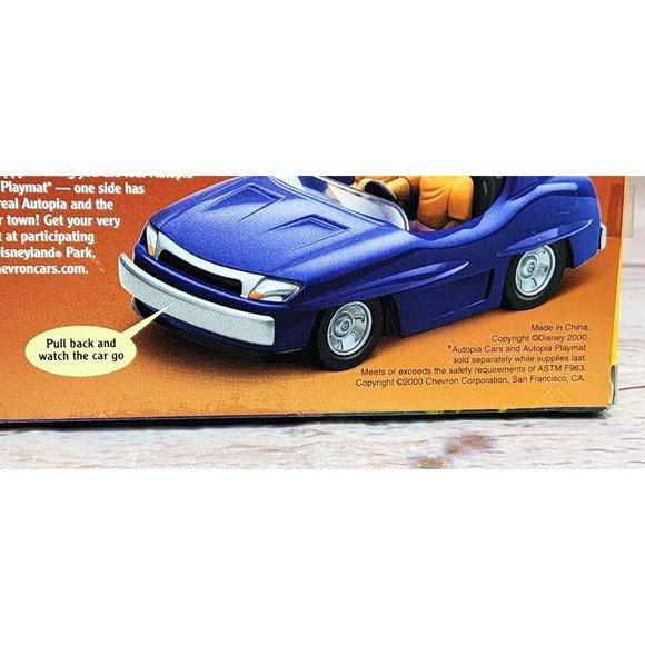 Vintage 2000 Autopia Cars Disneyland Chevron Toy Car - Pull Back Rolling Gift - Picture 10 of 14